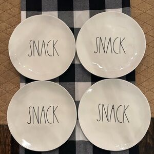 Rae Dunn Small White Melamine Snack Plates Set of 4 (Used) Great for Picnics!